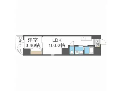 URBAN PARK難波南(1LDK/11階)の間取り写真