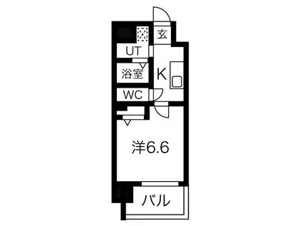 ワールドアイ大阪城イーストⅡ(1K/2階)の間取り写真