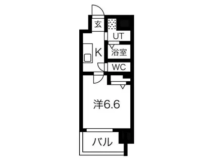 ワールドアイ大阪城イーストⅡ(1K/2階)の間取り写真