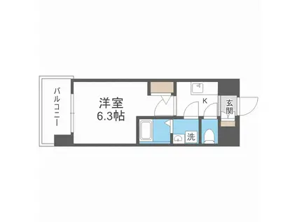 エスリードレジデンス大阪福島シティウエスト(1K/11階)の間取り写真