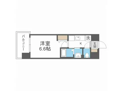 アドバンス大阪城東ブロード(1K/6階)の間取り写真