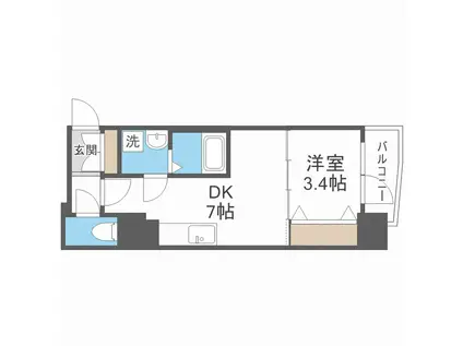 エスリードレジデンス大阪福島フロント(1DK/3階)の間取り写真
