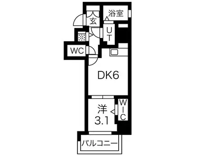 ワールドアイ大阪ドームシティⅡ(1DK/2階)の間取り写真