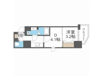 ARTIZA新大阪D.C(1DK/3階)の間取り写真