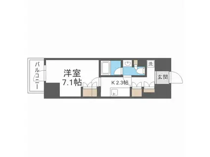 プレール・ドゥーク堺筋本町Q(1K/7階)の間取り写真