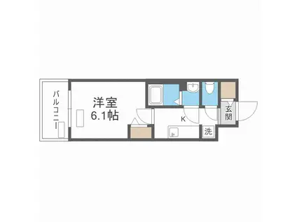 プレサンスTHETENNOJI逢坂トゥルー(1K/5階)の間取り写真