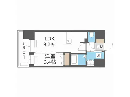 プレサンス立売堀ベルヴィル(1LDK/7階)の間取り写真