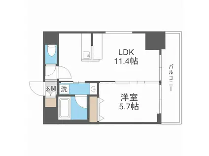 ORSUS新大阪(1LDK/3階)の間取り写真