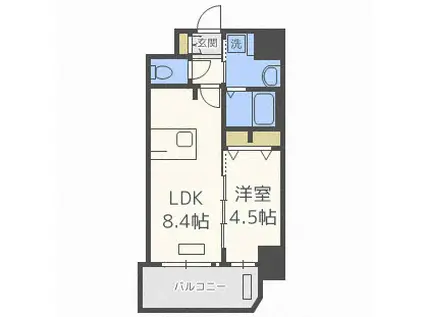 プレサンス梅田東グラッド(1LDK/7階)の間取り写真