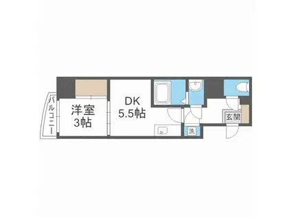 SERENITE本町REFLET(1DK/9階)の間取り写真