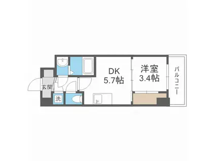 セレニテ新大阪カルム(1DK/4階)の間取り写真