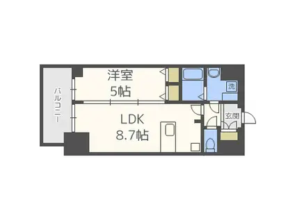 アドバンス大阪ソルテ(1LDK/6階)の間取り写真