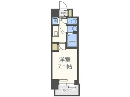 プレサンス南森町ライズ(1K/2階)の間取り写真