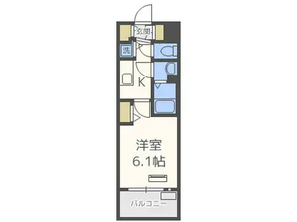 ララプレイス梅田西イルミナーレ(1K/12階)の間取り写真