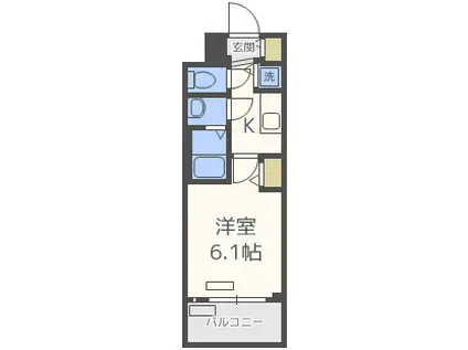 プレサンス大阪DOMECITYワンダー(1K/2階)の間取り写真