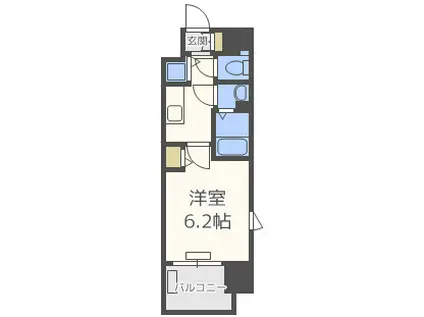 ララプレイス ザ・大阪リヴァージュ(1K/9階)の間取り写真
