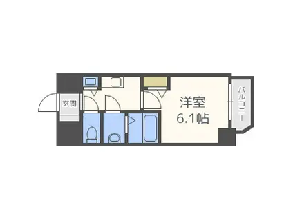 アクアプレイス天王寺Ⅱ(1K/6階)の間取り写真