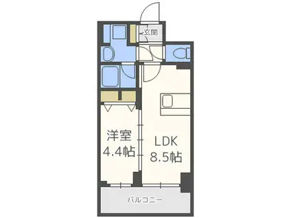 メインステージ大阪ノースマーク(1LDK/12階)の間取り写真