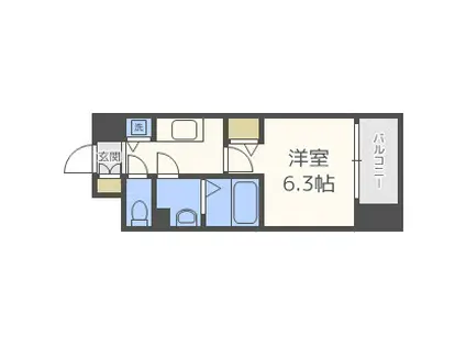 アドバンス大阪ドーム前アヴェニール(1K/6階)の間取り写真