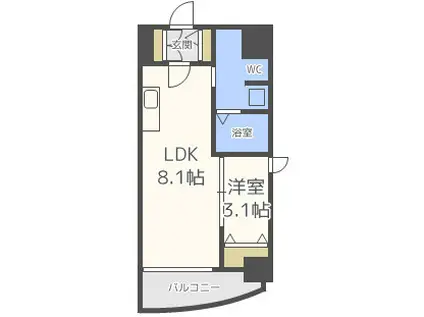 ラシーヌ日本橋(1LDK/8階)の間取り写真