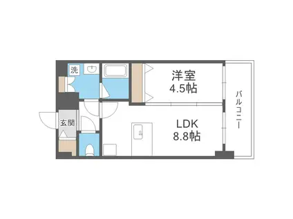 ベイサイドパークOSAKAノースレジデンシス(1LDK/11階)の間取り写真