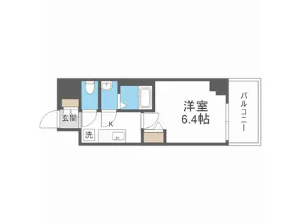 アドバンス大阪カーサ(1K/13階)の間取り写真