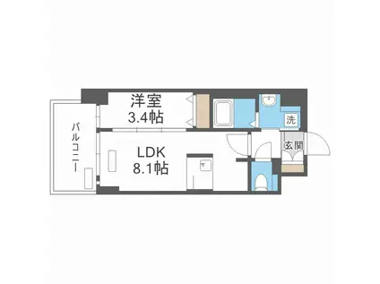 プレサンス新大阪ジェイズ(1LDK/7階)の間取り写真