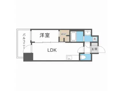 エステムコート大阪・弁天町(1LDK/2階)の間取り写真