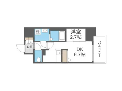 ワールドアイ大阪城イーストアドバンス(1DK/5階)の間取り写真