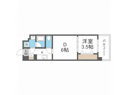 ファステート大阪マジョリティ(1DK/2階)の間取り写真