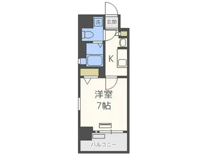 ジュネーゼグラン福島ミラージュ(1K/2階)の間取り写真
