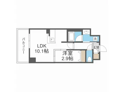 アヴェニール中崎(1LDK/9階)の間取り写真