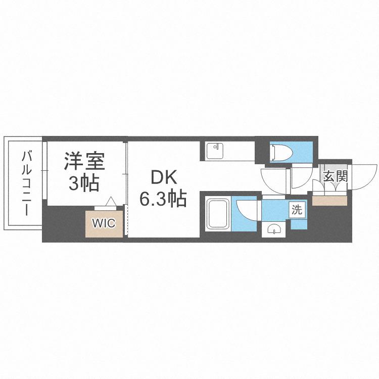 アーバネックス京町堀(1DK/9階)の間取り写真