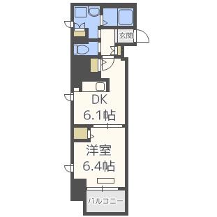 プレサンスタワー北浜(1DK/9階)の間取り写真