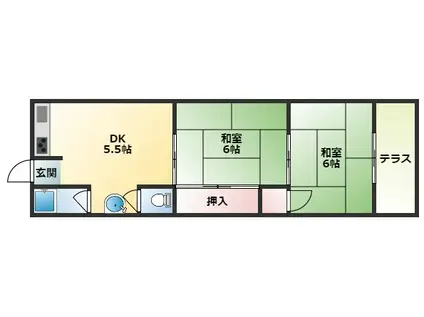 森田ハイツ(2DK/1階)の間取り写真