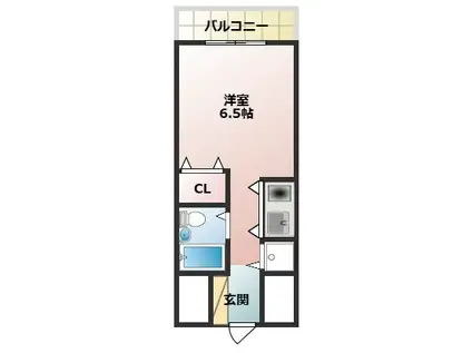 プランドール三郷(ワンルーム/1階)の間取り写真