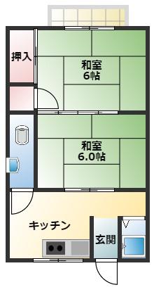 宝荘(2K/2階)の間取り写真