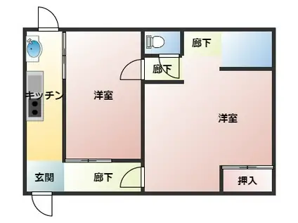 大和高田市北片塩アパート(1K/1階)の間取り写真