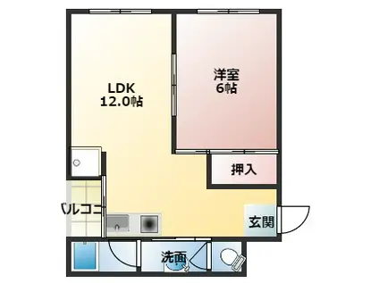 新和マンション(1LDK/2階)の間取り写真