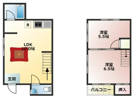 新和マンション(2LDK/1階)の間取り写真