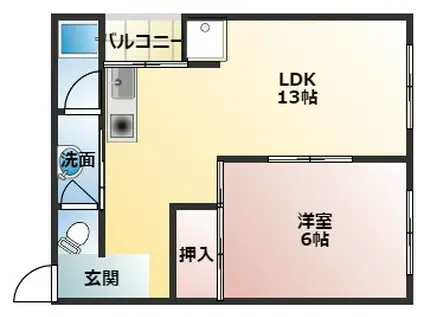 新和マンション(1LDK/3階)の間取り写真