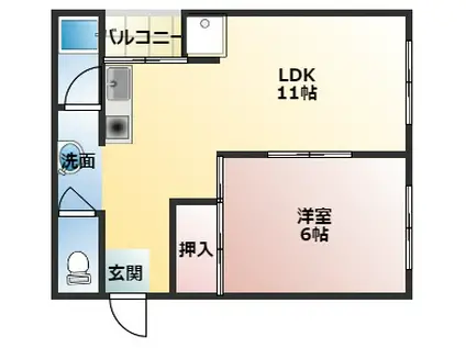 新和マンション(1LDK/3階)の間取り写真