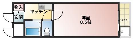 ヴィエンシャトレー小池(ワンルーム/5階)の間取り写真