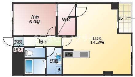 サンローゼ竜田川(1LDK/2階)の間取り写真