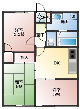 コージーコート橿原(3DK/2階)の間取り写真