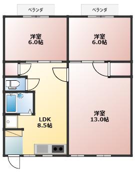 シティコスモ高田(3LDK/2階)の間取り写真