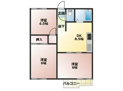 フォーブルいかるが(3DK/1階)の間取り写真