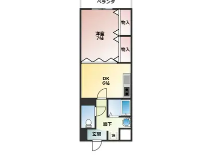 香芝木材弐番館(1DK/5階)の間取り写真