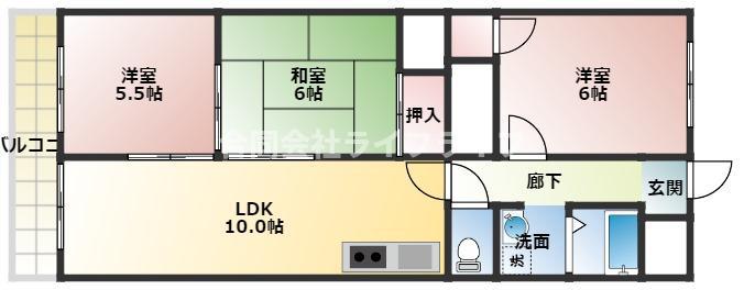 セントラルコート香芝(3LDK/2階)の間取り写真