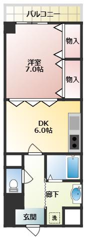 香芝木材弐番館(1DK/3階)の間取り写真